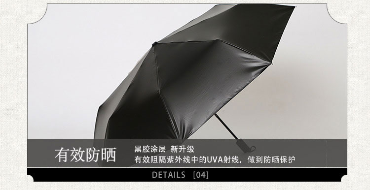 22寸创意时尚晴雨折叠伞黑胶涂层伞面