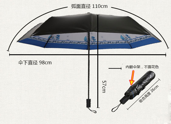 22寸创意时尚晴雨折叠伞产品参数