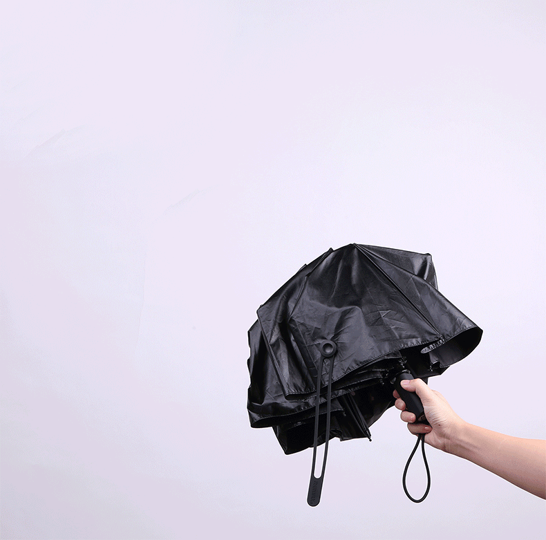 全自动樱花黑胶晴雨折叠伞打开效果展示