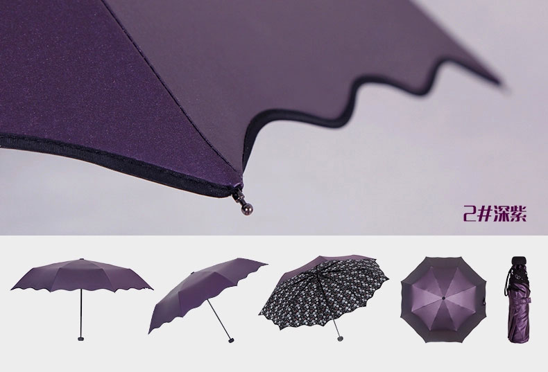 深紫色个性碎花防晒折叠伞