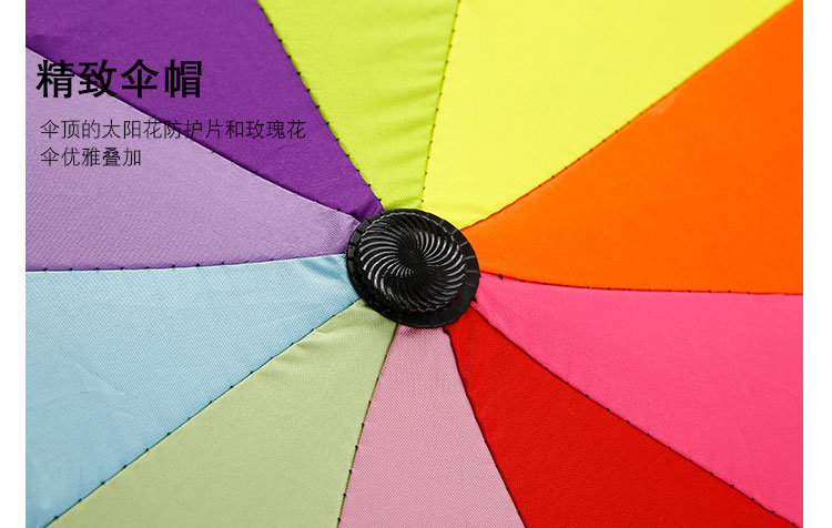 20寸三折彩虹防晒折叠伞花形精致伞帽