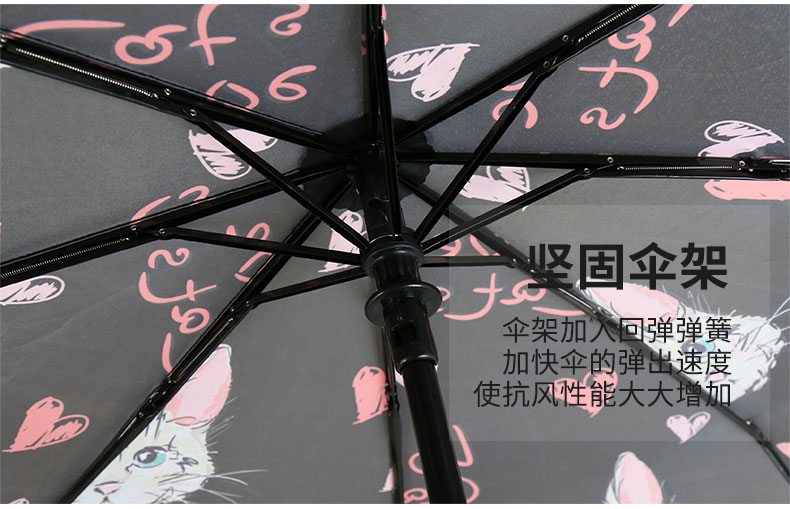 22寸卡通猫咪折叠伞坚固伞架