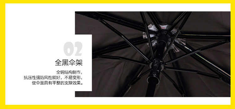 22寸创意盒子黑胶防晒折叠伞全钢抗风伞架