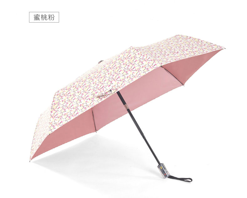 粉色款式全自动花海彩胶防晒折叠伞