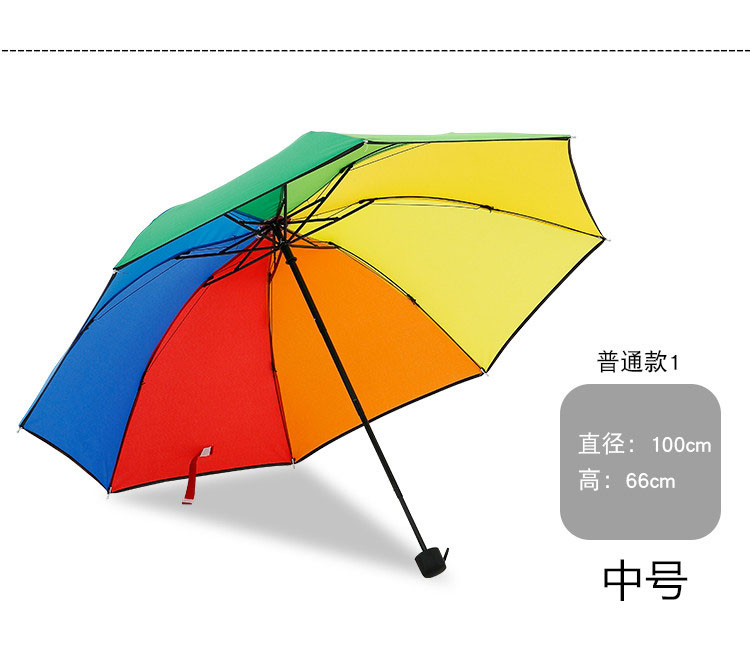 中号普通款三折彩虹防晒折叠伞展示