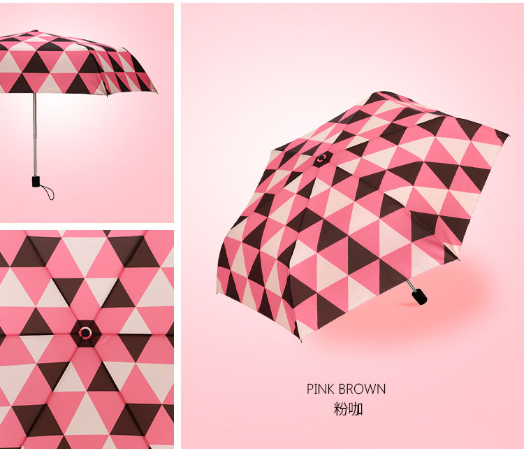粉红色款23寸创意方块防晒折叠伞展示
