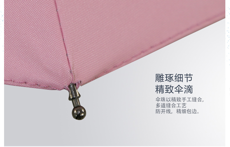 21寸三折商务黑胶防晒折叠伞精致伞珠