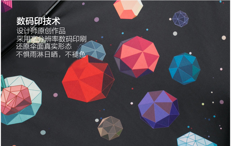 21寸三折时尚钻石防晒折叠伞伞面图案数码印刷技术工艺
