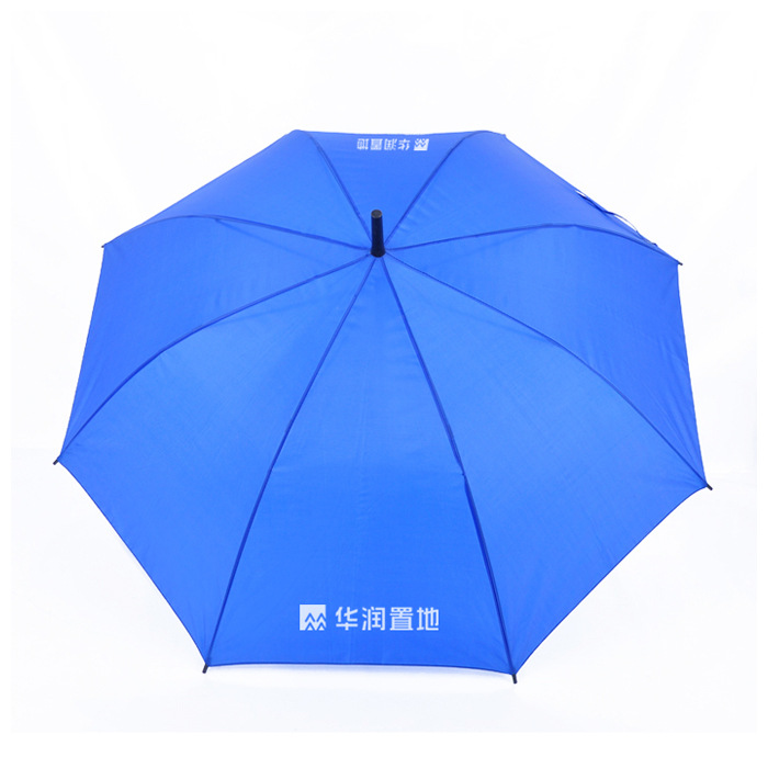 蓝色21寸华业置地直杆广告伞正面展示