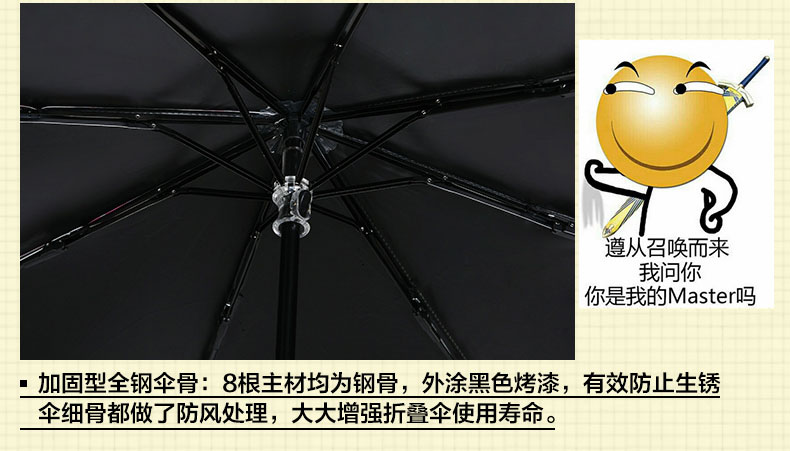 21寸创意表情包防晒折叠伞全钢伞架