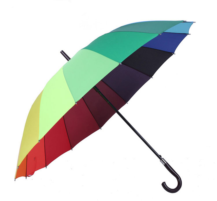 雨伞厂家 23寸直杆创意彩虹伞广告伞定做